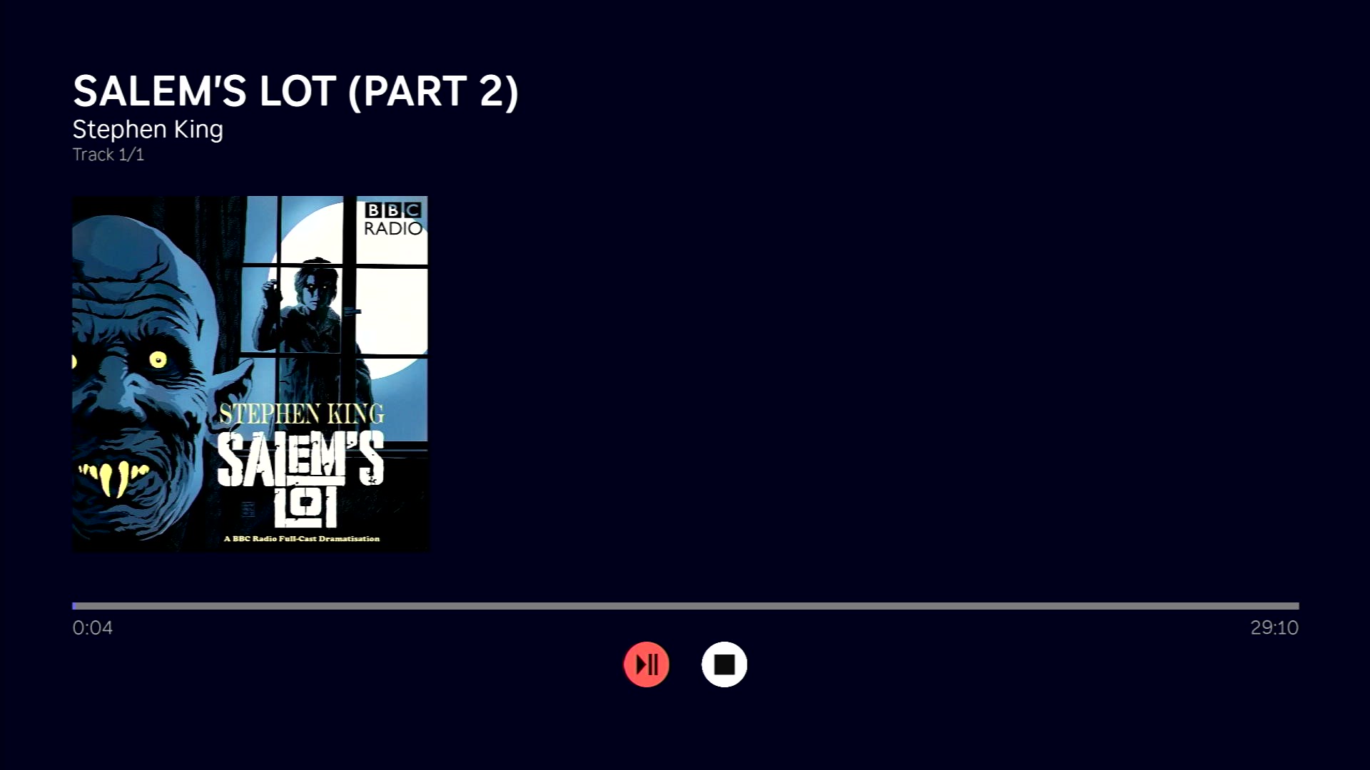 Audio player playing Salem&#39;s Lot (Part 2) audiobook
